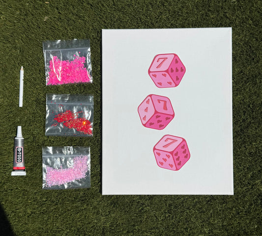 #7 Pink Dice Bedazzling Kit β 11β x 14β