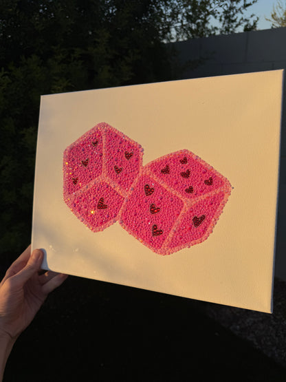 Pink Dice Bedazzling Kit – 11” x 14”