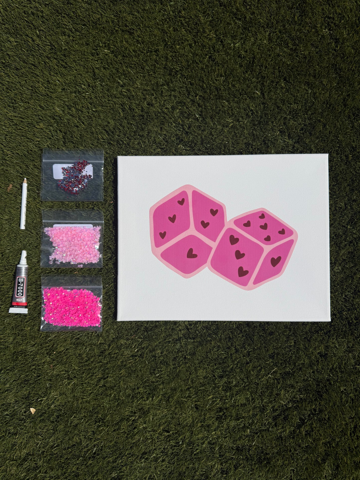 Pink Dice Bedazzling Kit – 11” x 14”