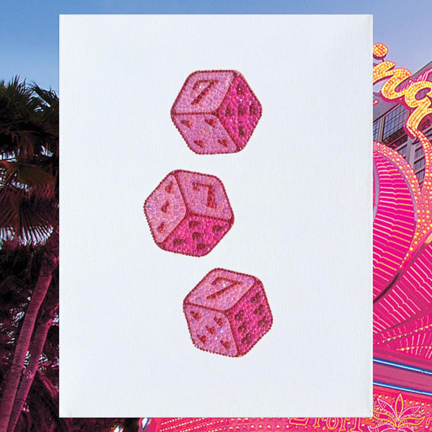 #7 Pink Dice Bedazzling Kit – 11” x 14”